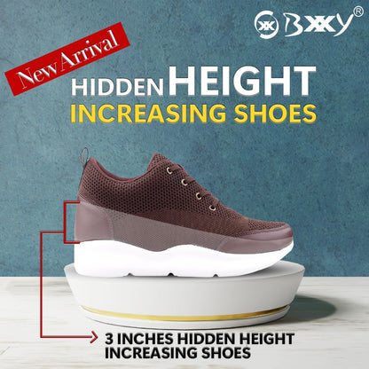 Bxxy Men's 3 Inch Hidden Height Increasing Stylish Casual Sports Lace-Up Shoes