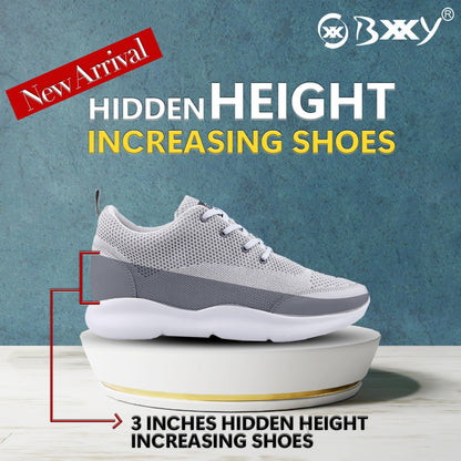 Bxxy Men's 3 Inch Hidden Height Increasing Stylish Casual Sports Lace-Up Shoes