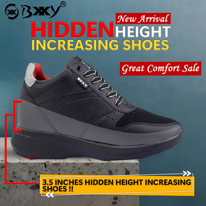 Bxxy Men's 3.5 Inch Hidden Height Increasing/ Elevator  Casual Lace up And Ankle Shoes With Pu Material