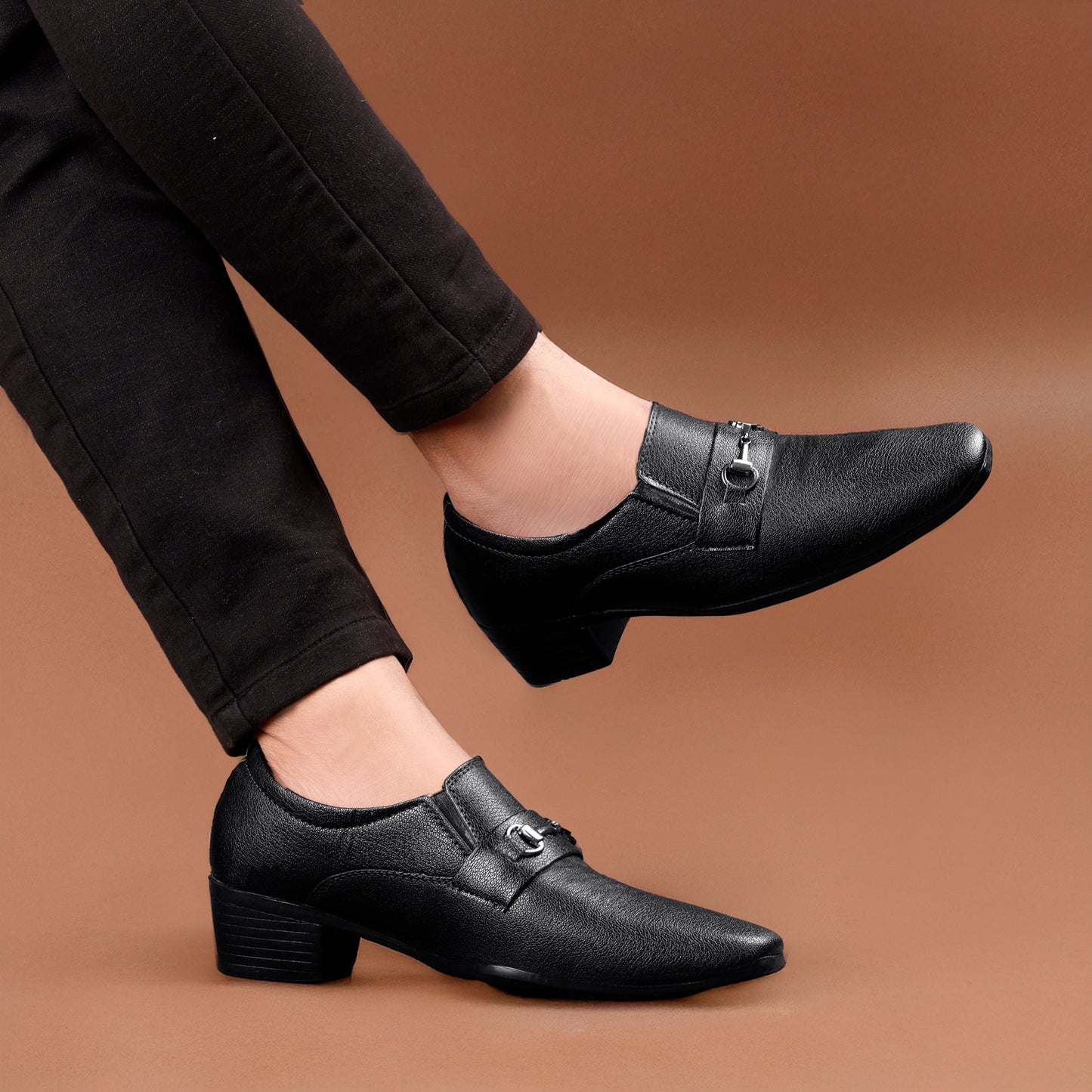 BXXY Men's Formal Height Increasing Slip-On Buckle Shoes