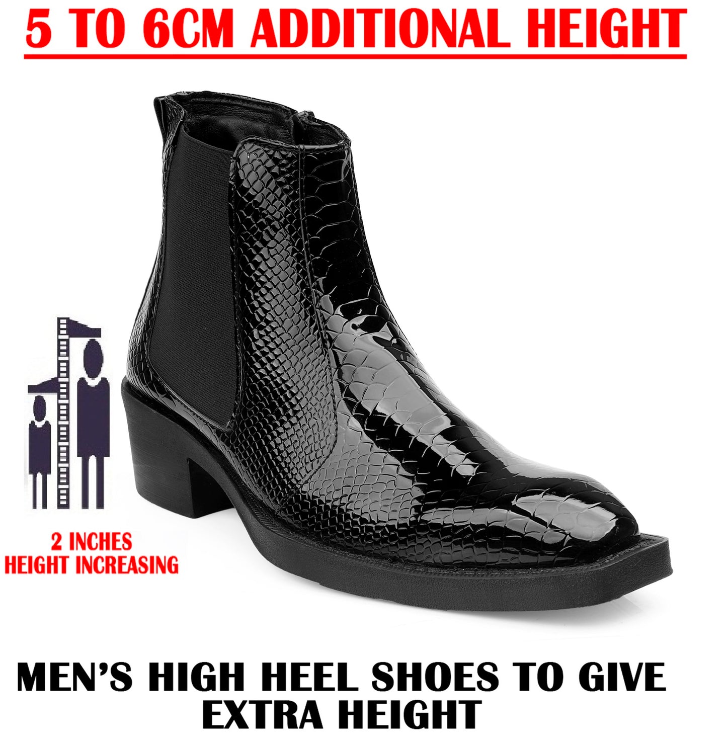 Men’s Elevator Boots – 2 inches Height Lift, Stylish & Comfortable