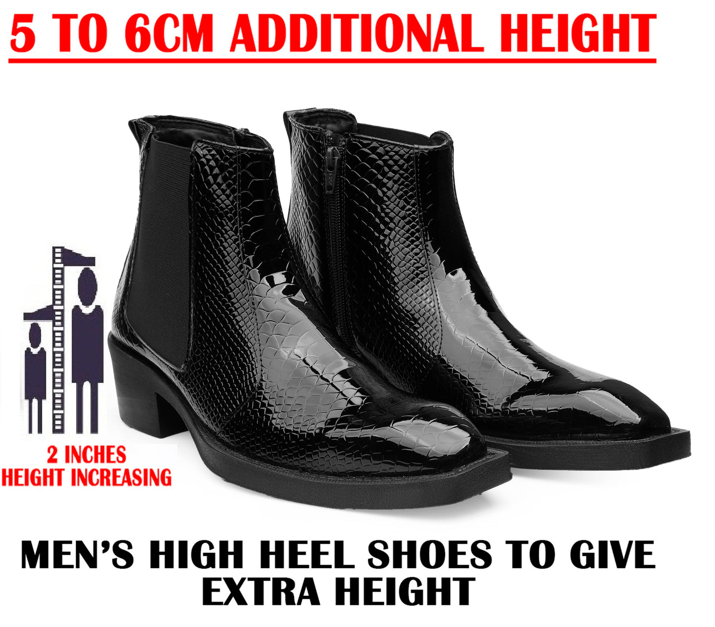 Men’s Elevator Boots – 2 inches Height Lift, Stylish & Comfortable