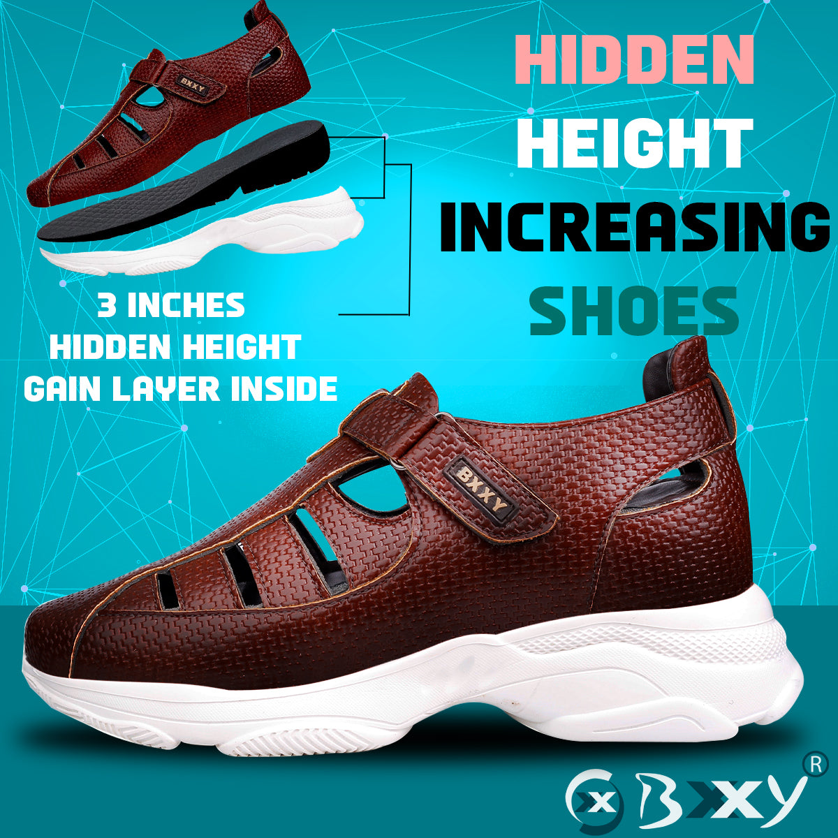 Bxxy's 3 Inch Height Increasing Elevator Sandals for Men