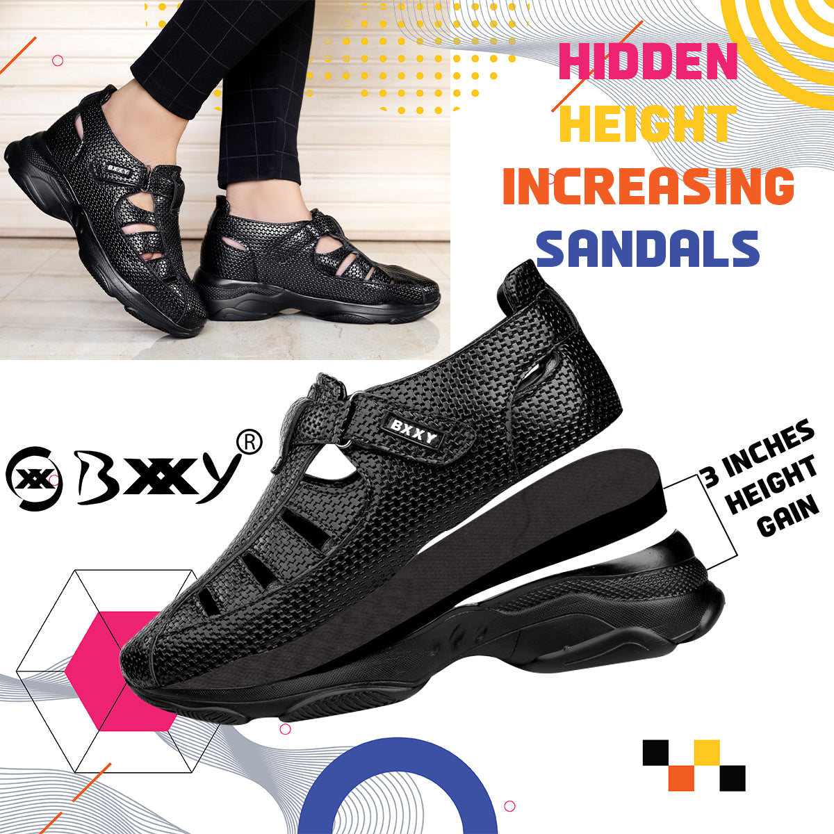 Bxxy's 3 Inch Height Increasing Elevator Sandals for Men