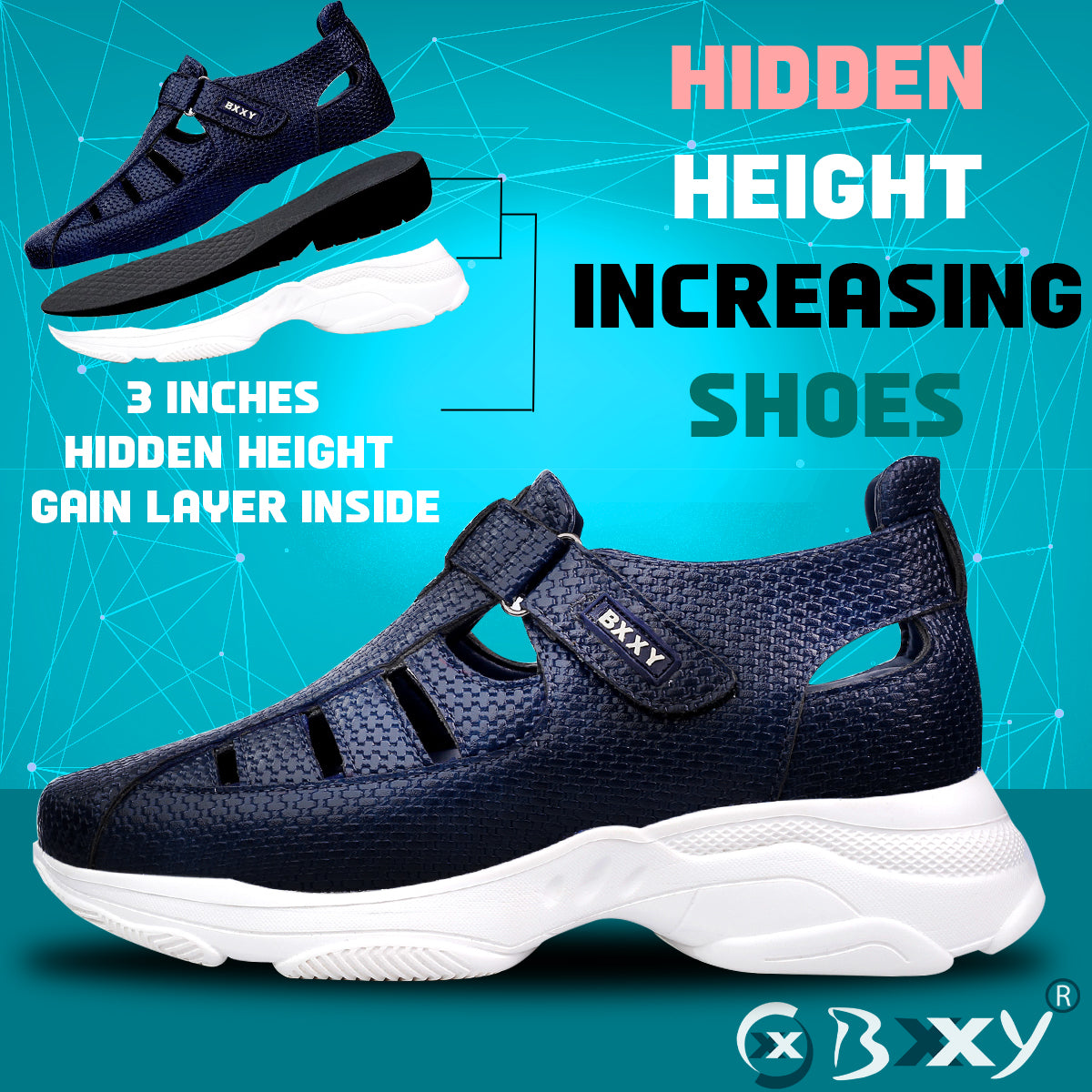 Bxxy's 3 Inch Height Increasing Elevator Sandals for Men
