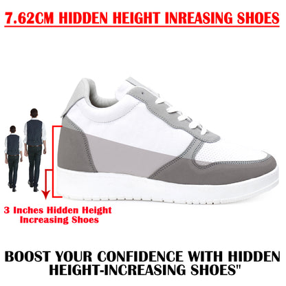 Men's 3-Inch Height Increase Sneakers with Hidden Heels